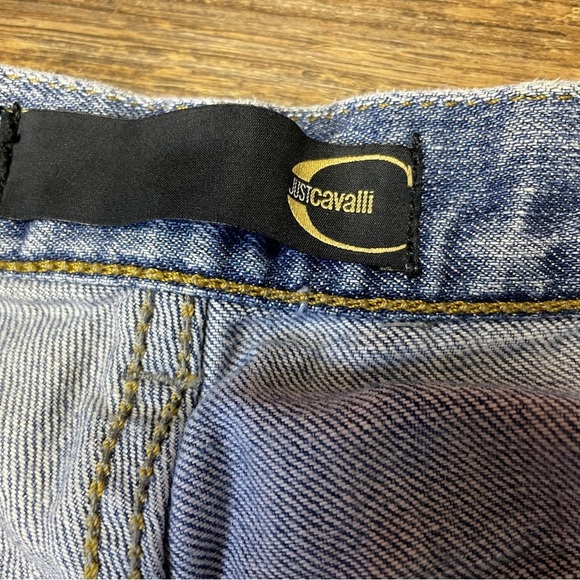 Just Cavalli Embroidered Jeans Straight Leg Contrast Stitch Size 34 Italy 48 - Picture 3 of 16